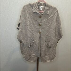 Coldwater Creek Sweater Poncho Oatmeal OS